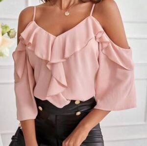 Cold Shoulder Blouse Dusty Pink Size XL